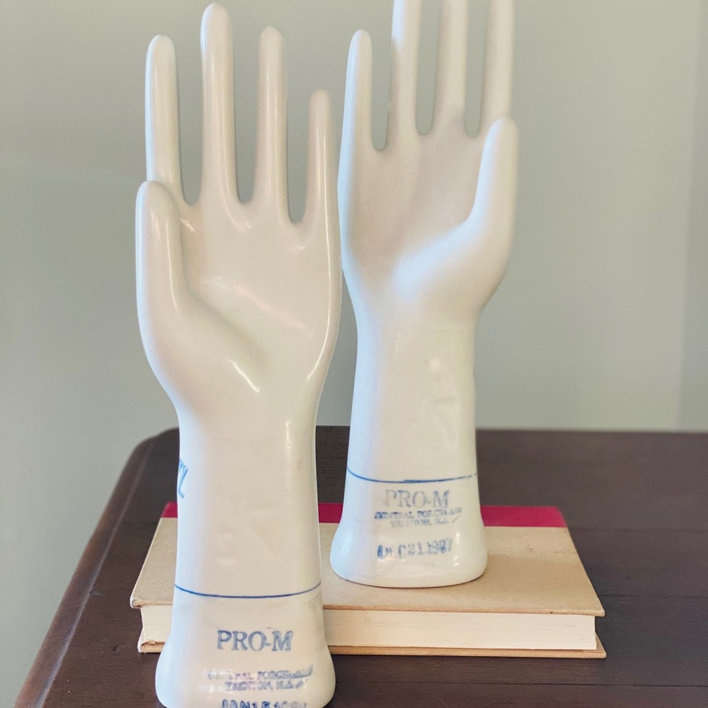 BOTH SOLDVintage porcelain glove mold.
